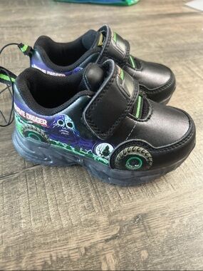 Kids Black & Green Light-Up Monster Jam Sneakers